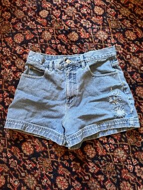 Y2K No Excuses Light Blue Embroidered Denim Shorts - Women